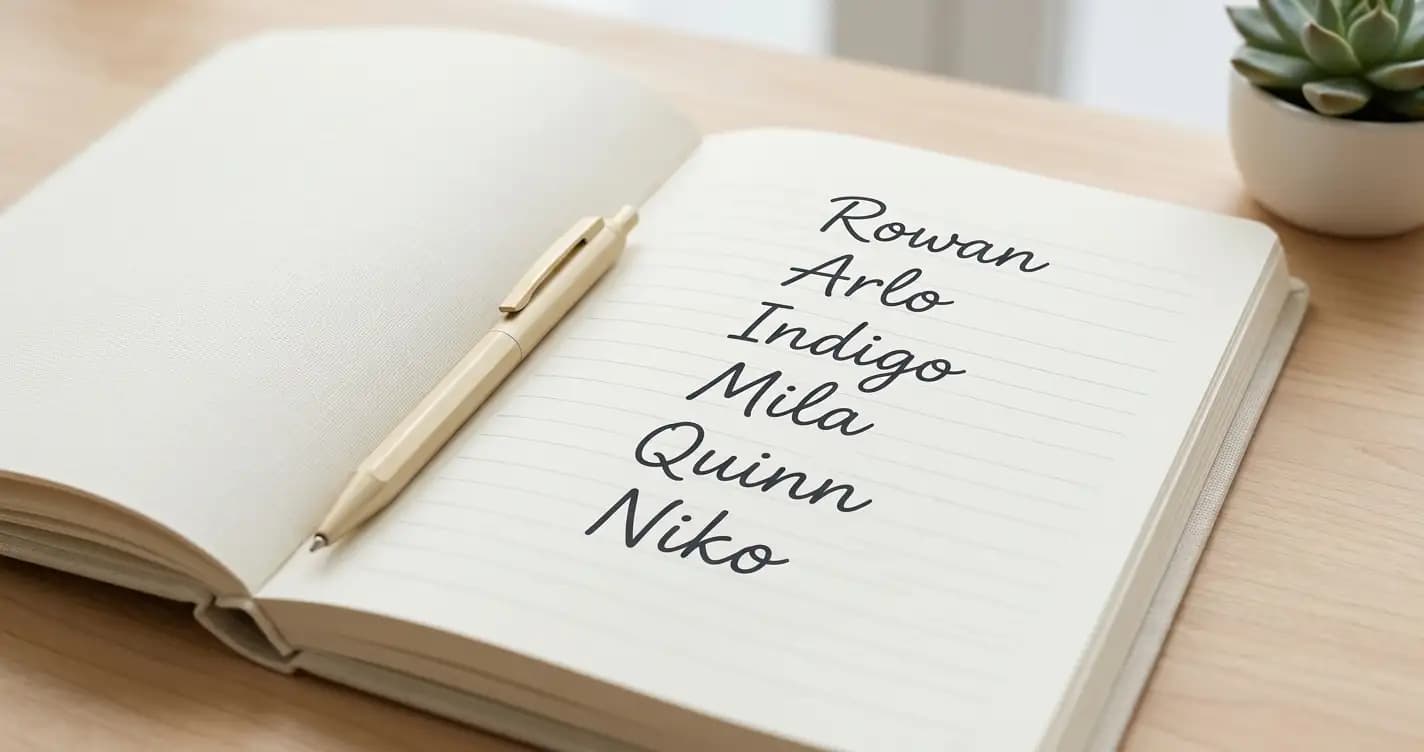 Notebook page with a handwritten list of first names